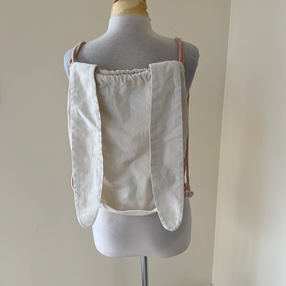 No brand off white canvas back pack with tie. main image 7